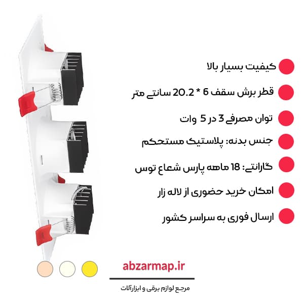 پنل 3*5 وات پارس شعاع توس مدل سولاریس توکار — تصویر ۴