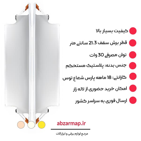 پنل 30 وات پارس شعاع توس مدل سولاریس دایره ای — تصویر ۶