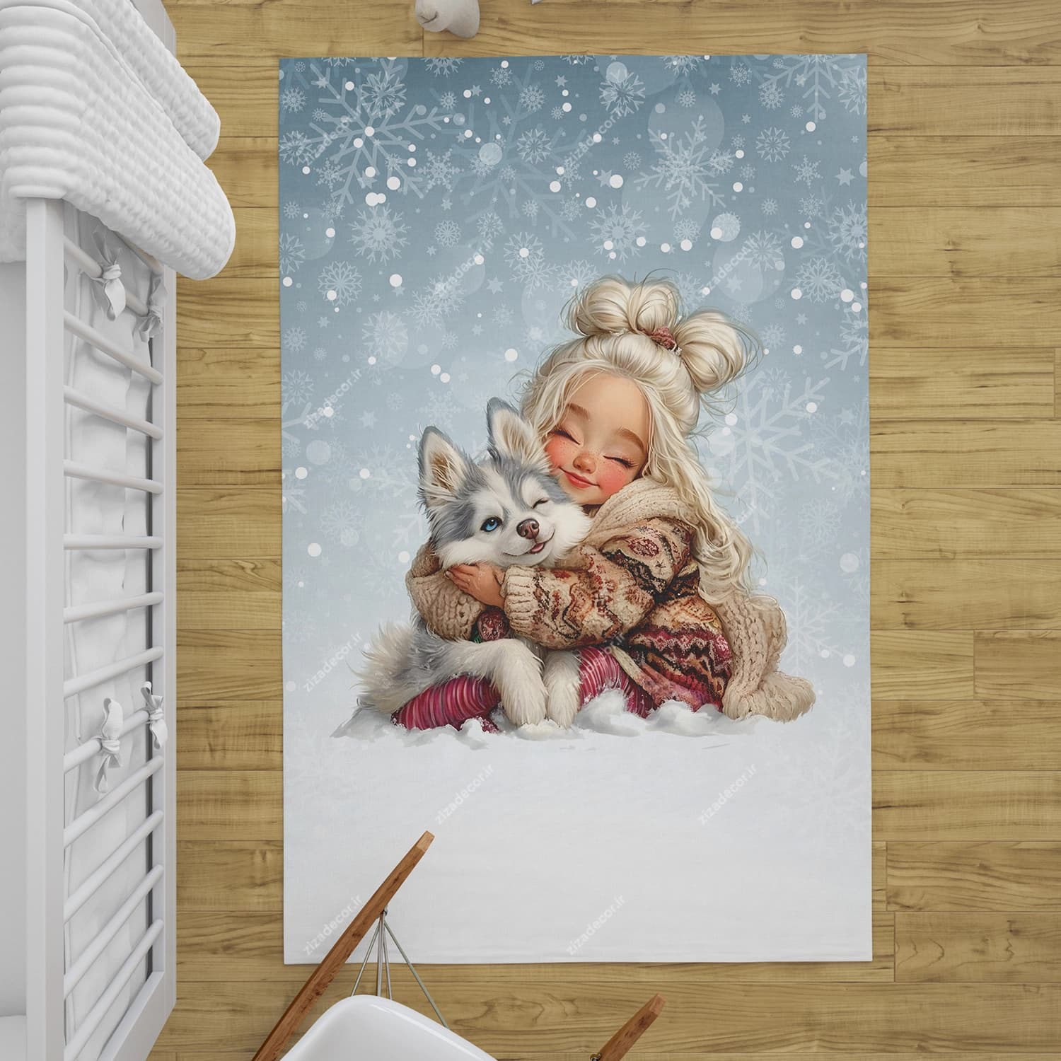 فرشینه دخترانه طرح دختر و هاسکی