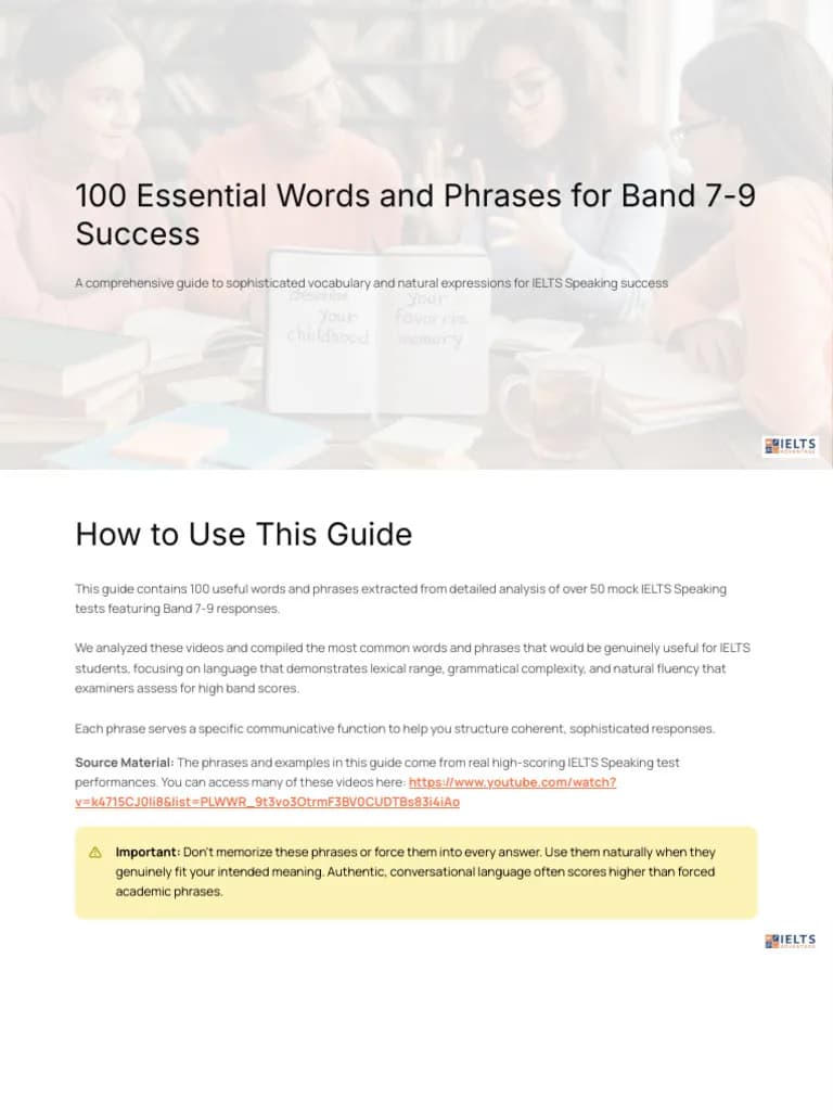 دانلود کتاب 100 Essential Words and Phrases for Band 7-9 Success (۱۰۰ واژه و عبارت ضروری برای موفقیت در باند ۷ تا ۹) نسخه انگلیسی PDF — تصویر ۳