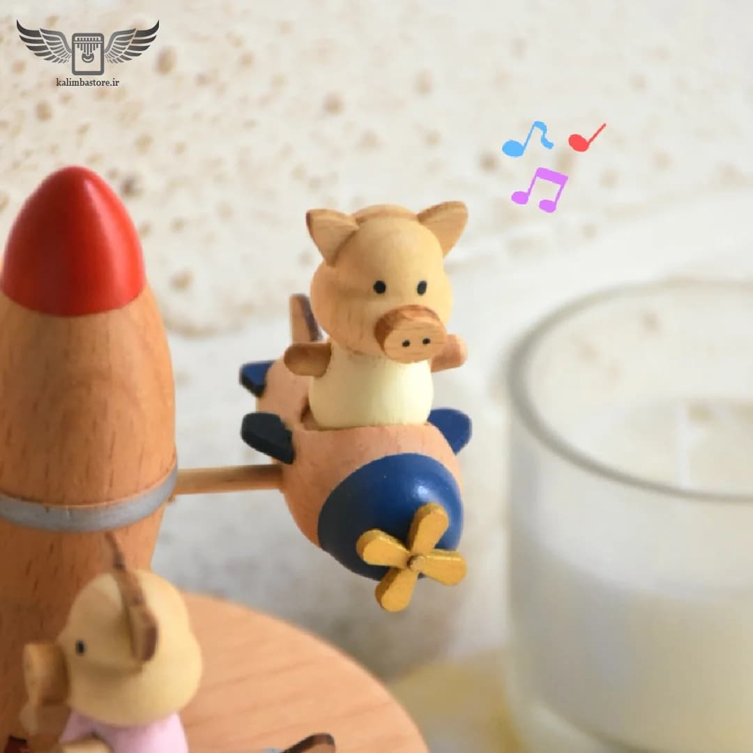 موزیک باکس چوبی مدل سفینه فضایی — تصویر ۳