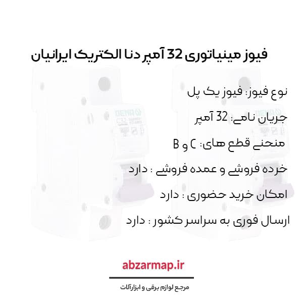 فیوز مینیاتوری 32 آمپر دنا الکتریک — تصویر ۴