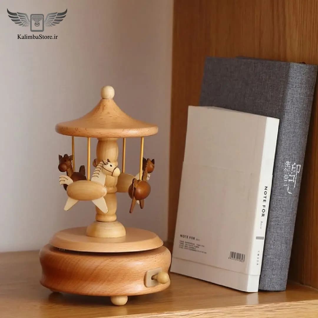 جعبه موزیکال چوبی طرح اسب — تصویر ۳