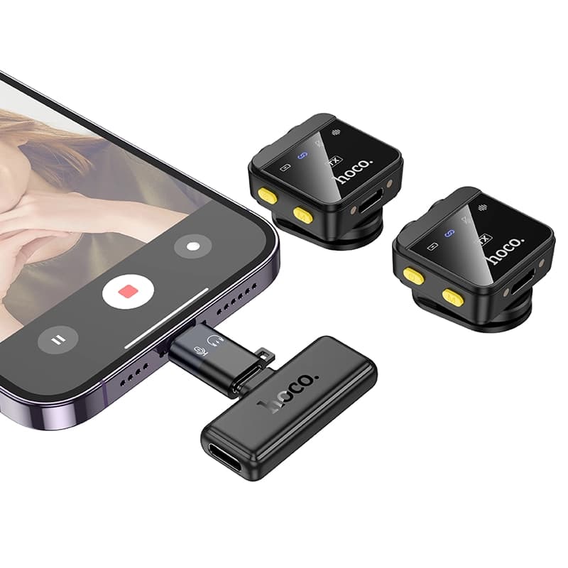 میکروفون بی سیم برند هوکو مدل L17 با سری تایپ سی و آیفونی — تصویر ۶