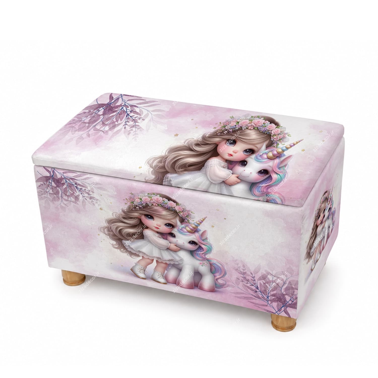 صندوق چوبی دخترانه طرح پرنسس و یونیکورن 2