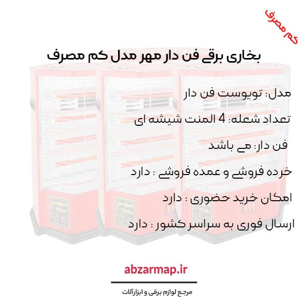 بخاری برقی مهر فن دار کم مصرف — تصویر ۳
