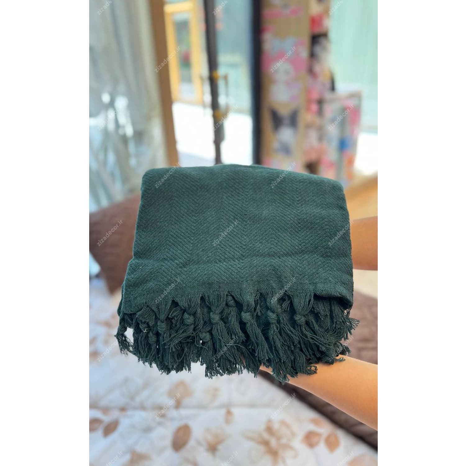 شال مبل گره‌دار ساده ترک 100%نخ کتان — تصویر ۸