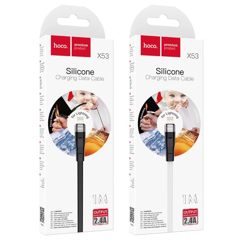 کابل شارژ سیلیکونی برند هوکو X53 با سری آیفونی — تصویر ۷