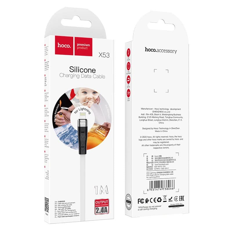 کابل شارژ سیلیکونی برند هوکو X53 با سری آیفونی — تصویر ۸
