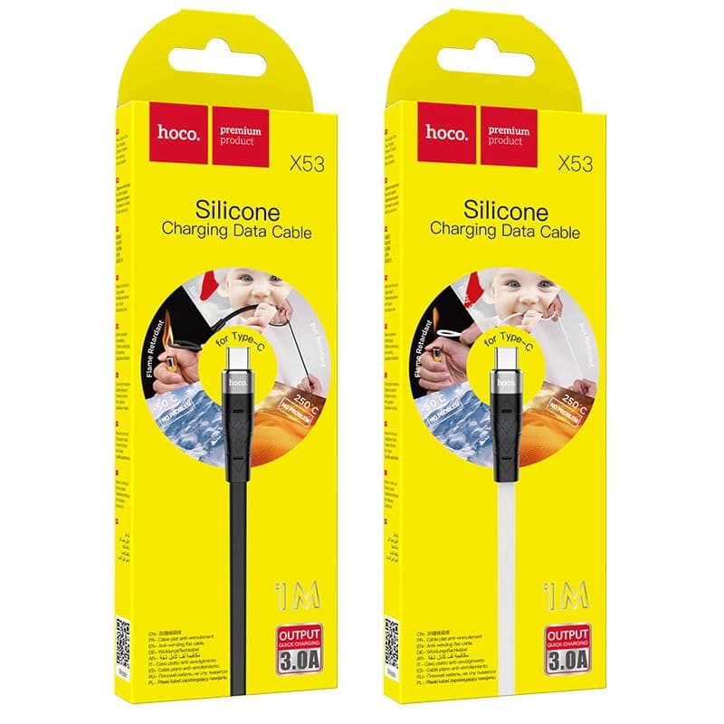 کابل شارژ سیلیکونی برند هوکو X53 با سری تایپ سی — تصویر ۷