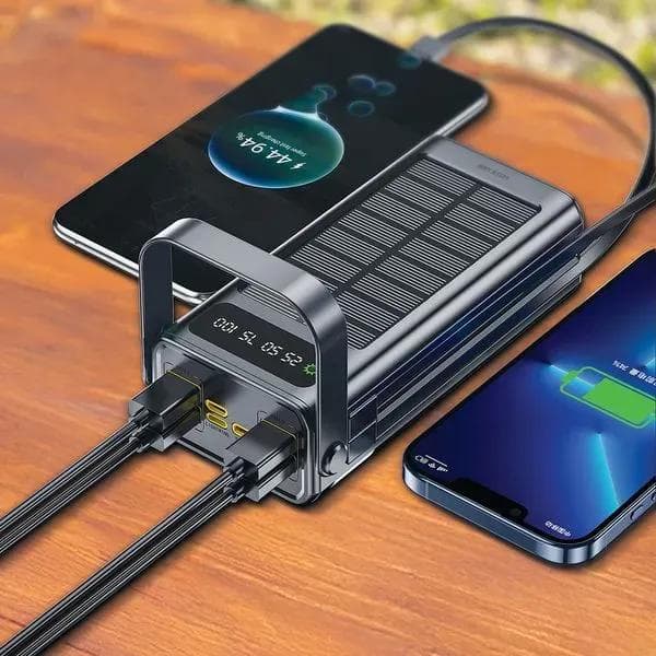 پاوربانک خورشیدی 30000 گرین لاین مدل Solar X GLPX49 GNSOL49PB30BK توان 22.5 وات و کابل متصل — تصویر ۲