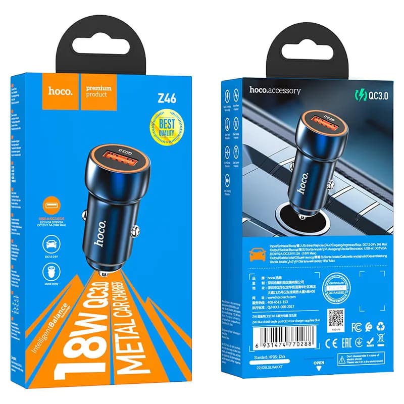 شارژر فندکی 18 وات برند هوکو مدل Z46 USB — تصویر ۸