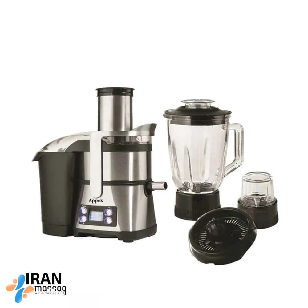 آبمیوه‌گیری چهار کاره دیجیتال APPEX مدل AJB-156B | با توان ۸۰۰ وات و بدنه استیل — تصویر ۵