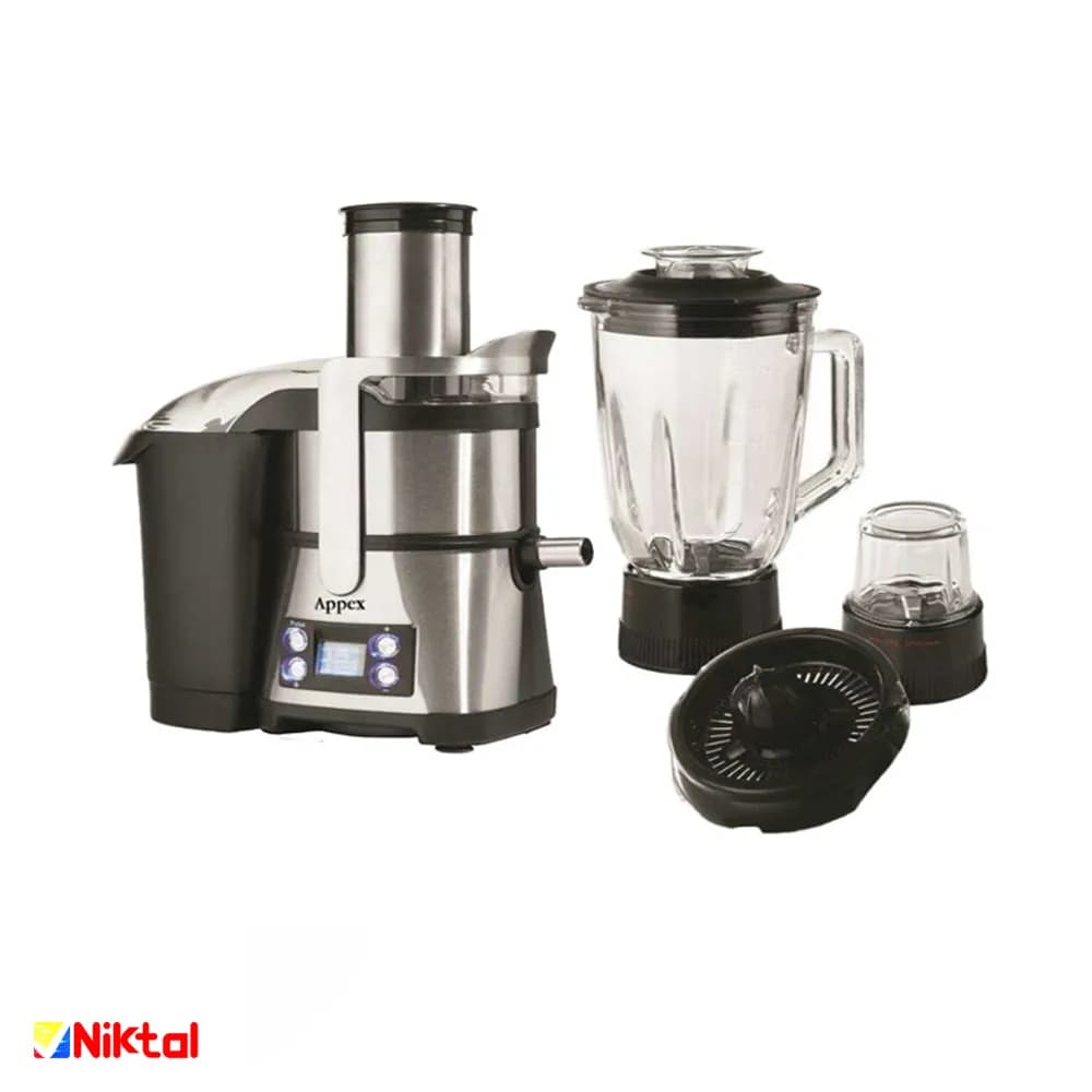آبمیوه‌گیری چهار کاره دیجیتال APPEX مدل AJB-156B | با توان ۸۰۰ وات و بدنه استیل — تصویر ۹