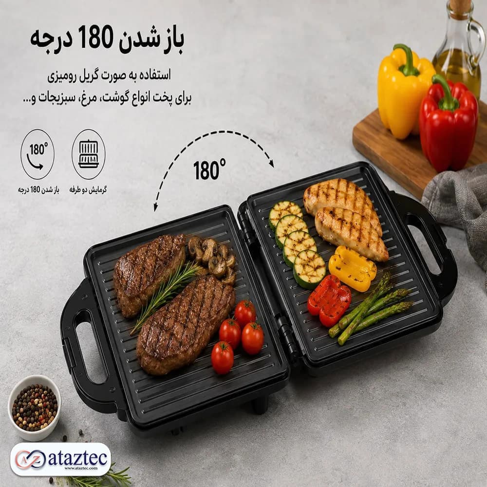 ساندویچ ساز و گریل APPEX مدل ASM-203B | قابلیت باز شدن ۱۸۰ درجهای — تصویر ۳