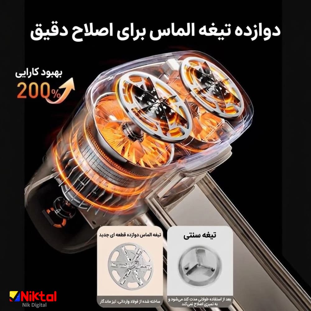 پرزگیر دوقلو شارژی لباس Gipin مدل B1 | با 6 تیغه استیل ضدزنگ دوبل — تصویر ۱۱