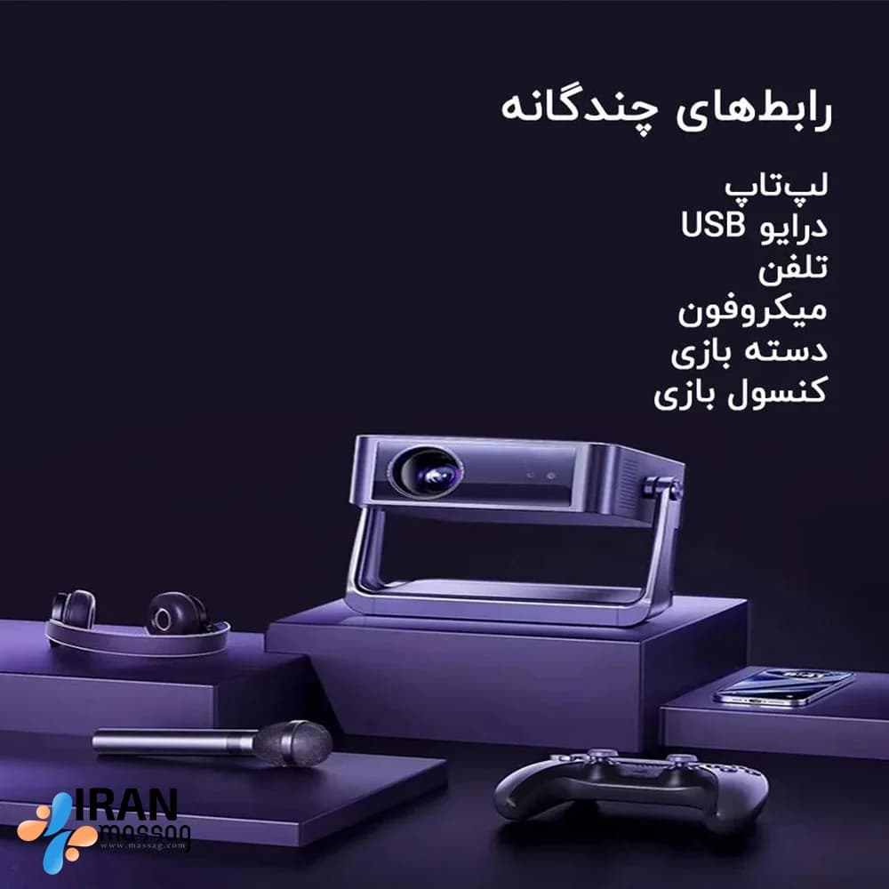 پروژکتور هوشمند مدل C6 | مینی ویدئو پروژکتور اندرویدی با WiFi و کیفیت Full HD — تصویر ۷
