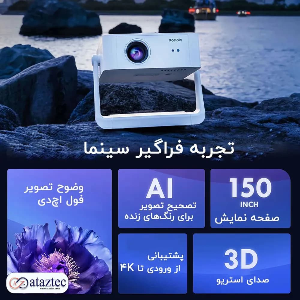 پروژکتور هوشمند مدل C6 | مینی ویدئو پروژکتور اندرویدی با WiFi و کیفیت Full HD — تصویر ۵