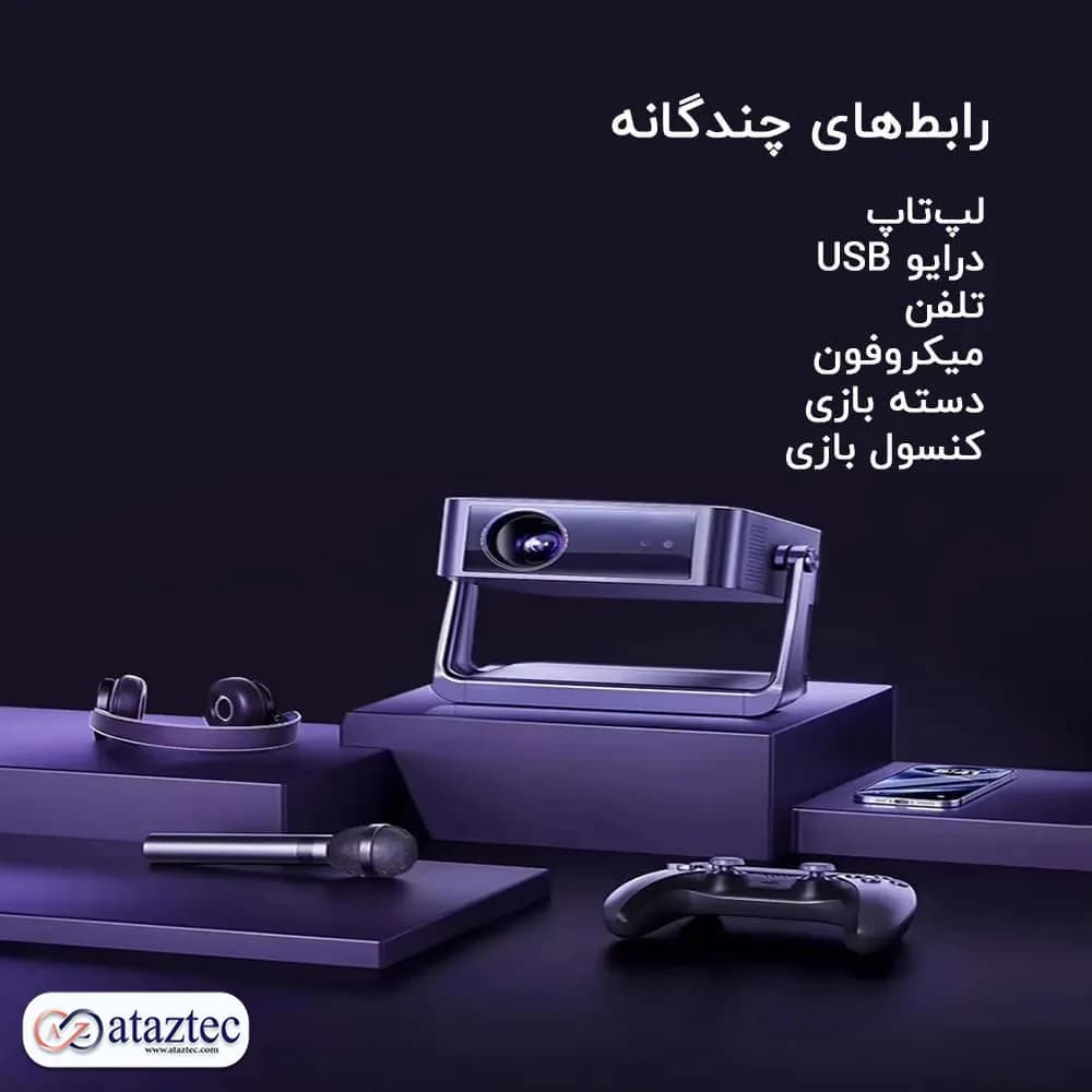 پروژکتور هوشمند مدل C6 | مینی ویدئو پروژکتور اندرویدی با WiFi و کیفیت Full HD — تصویر ۴
