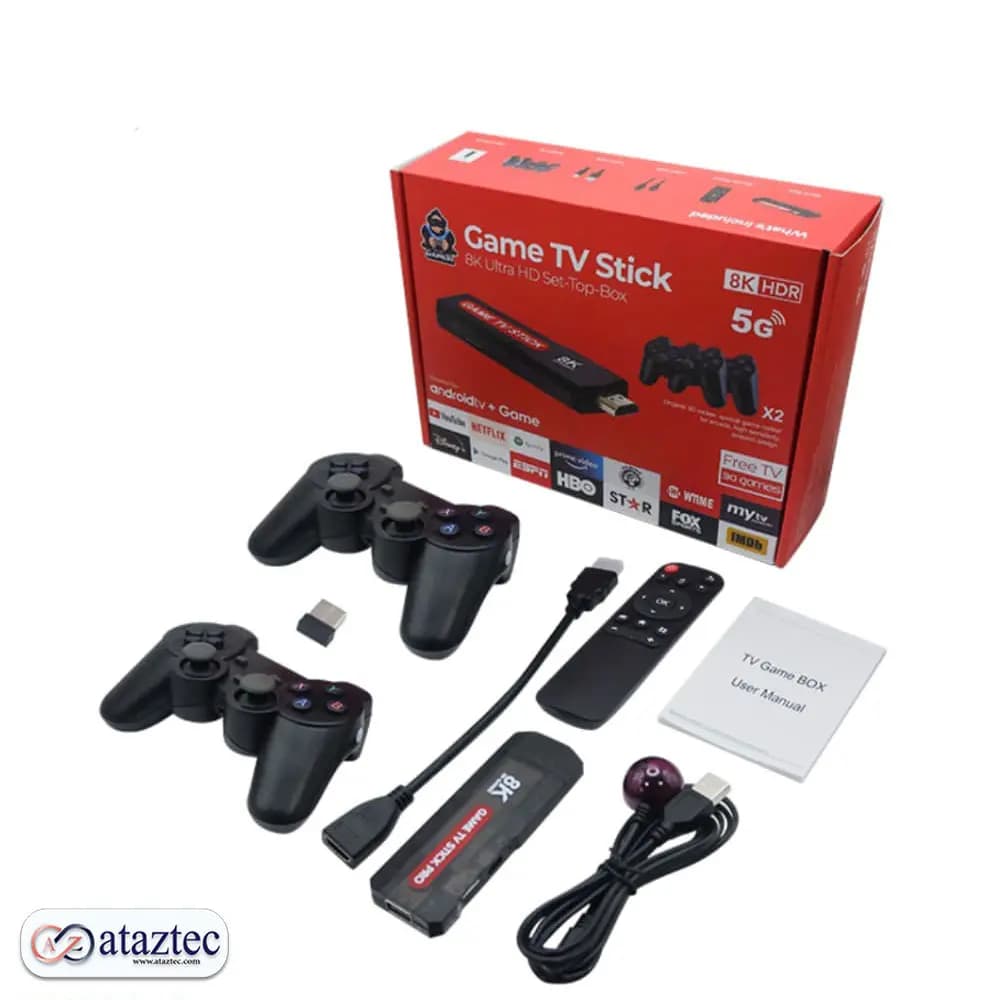 کنسول بازی با دو دسته X2 Plus Game Stick | کیفیت خروجی تصویر 8K HD