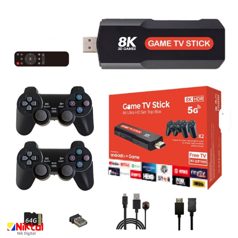 کنسول بازی با دو دسته X2 Plus Game Stick | کیفیت خروجی تصویر 8K HD — تصویر ۸