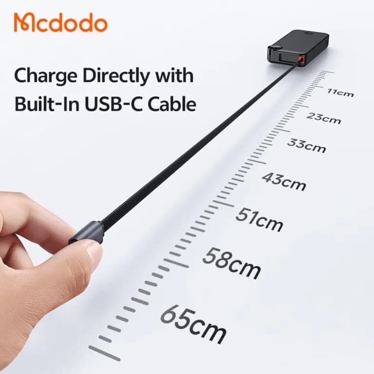پاوربانک 10000 مک دودو Mcdodo Freego MC-3860 توان 22.5 وات همراه با کابل متصل — تصویر ۱۲