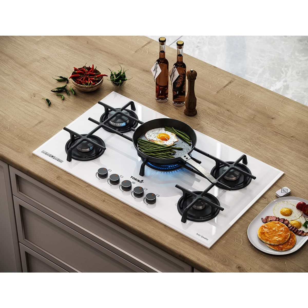 اجاق گاز شیشه ای تورینو پلاس مدل TG531W