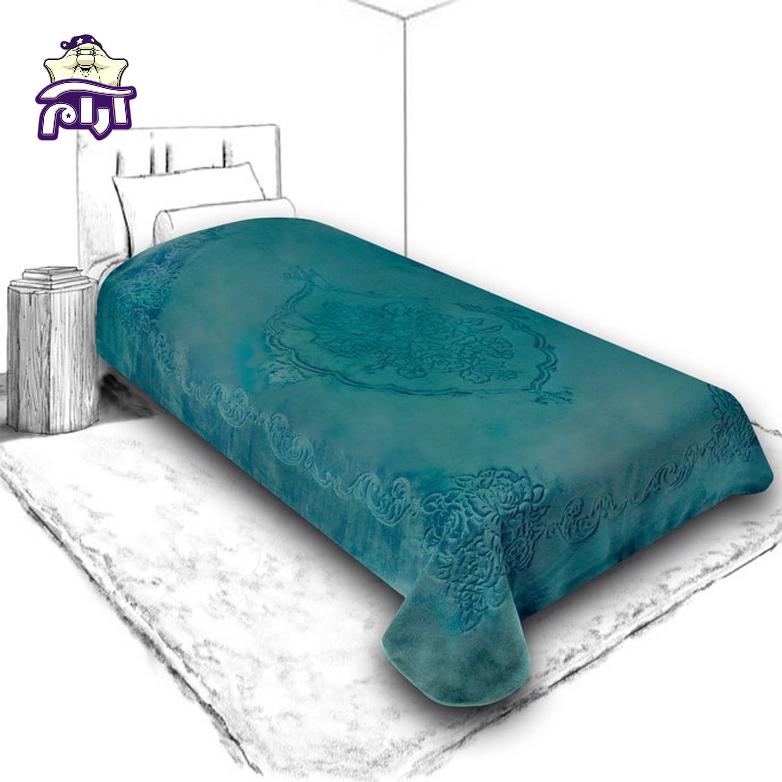 پتو گلبافت یک نفره برتر سبز آبی 60078