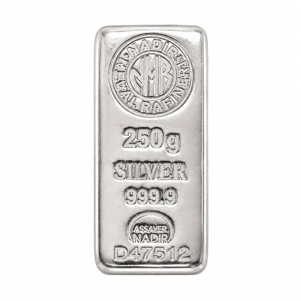 شمش نقره ندیر nadir اصلی 250 گرمی عیار 999/9 مناسب سرمایه گذاری