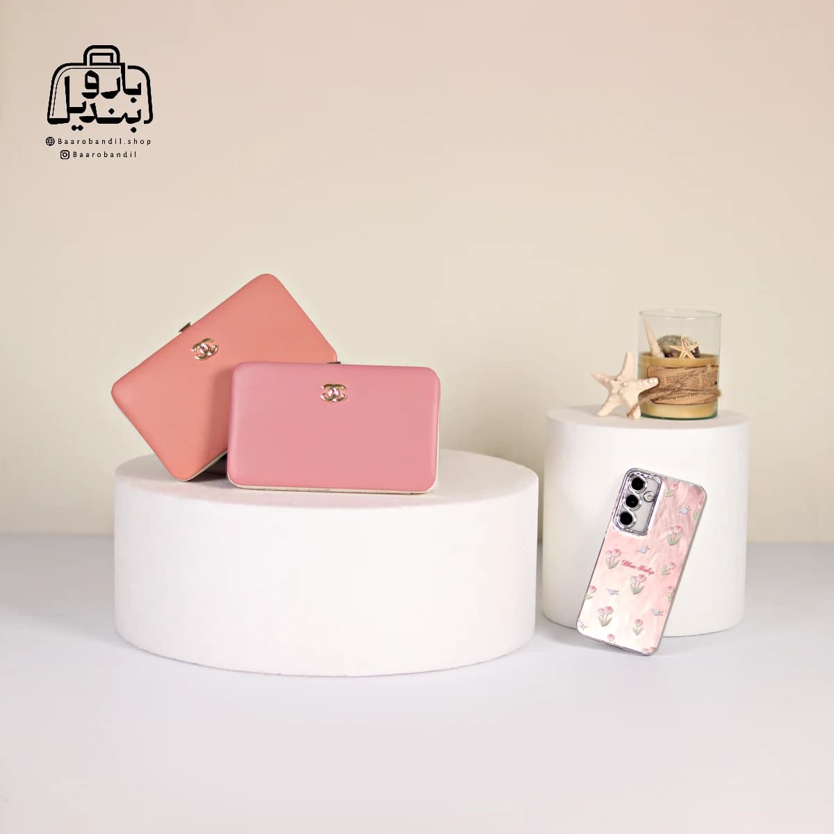 کیف پول زنانه موبایلی طرح شنل Chanel کد ۰۱