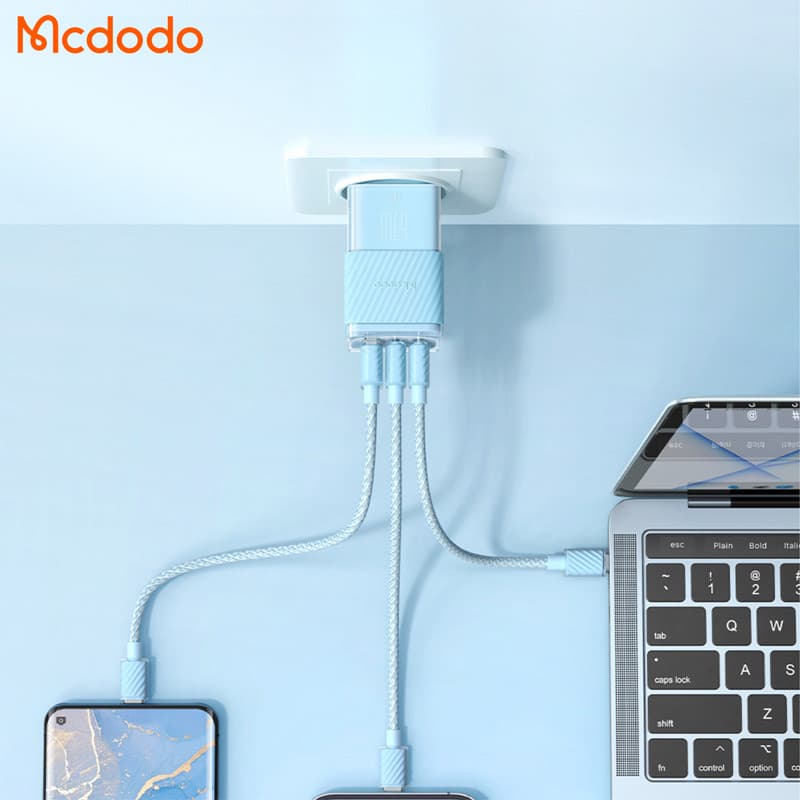 شارژر آداپتور دیواری مینی 3 پورت 67 وات مک دودو مدل MCDODO CH-150 GAN5 — تصویر ۸