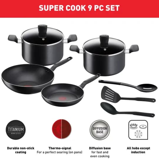 مجموعه 9 پارچه قابلمه تفال Tefal Super Cook — تصویر ۴