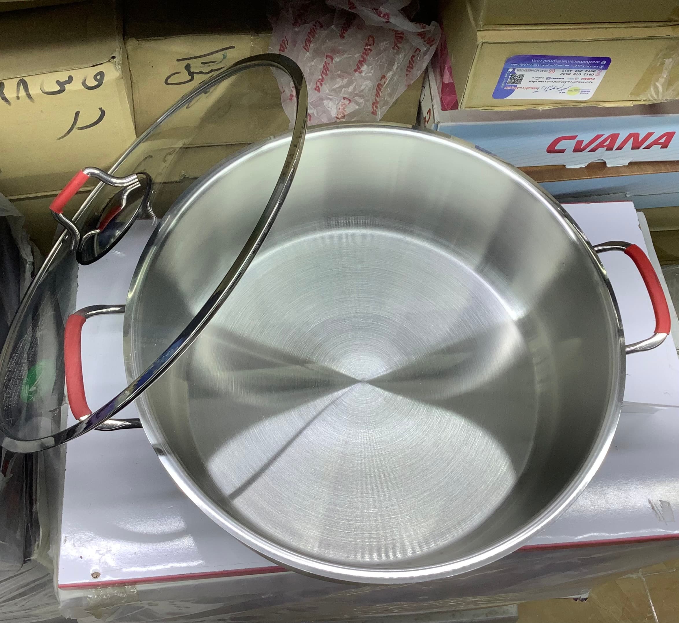 تابه استیل درب دار سایز 32 مارک لینس اصلی — تصویر ۵