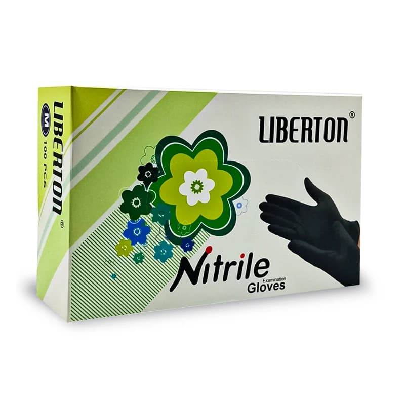 دستکش نیتریل مشکی Liberton -سایز مدیوم -بسته 100 عددی
