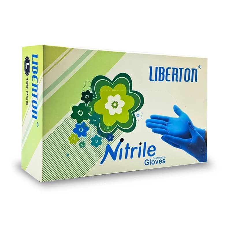 دستکش نیتریل آبی Liberton -سایز لارج -بسته 100 عددی