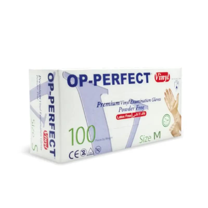 دستکش وینیل OP-PERFECT -سایز مدیوم – بسته 100 عددی