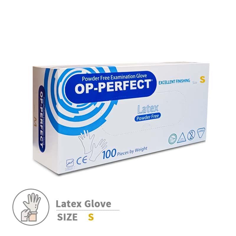 دستکش لاتکس بدون پودر OP-PERFECT-سایز اسمال – بسته 100 عددی