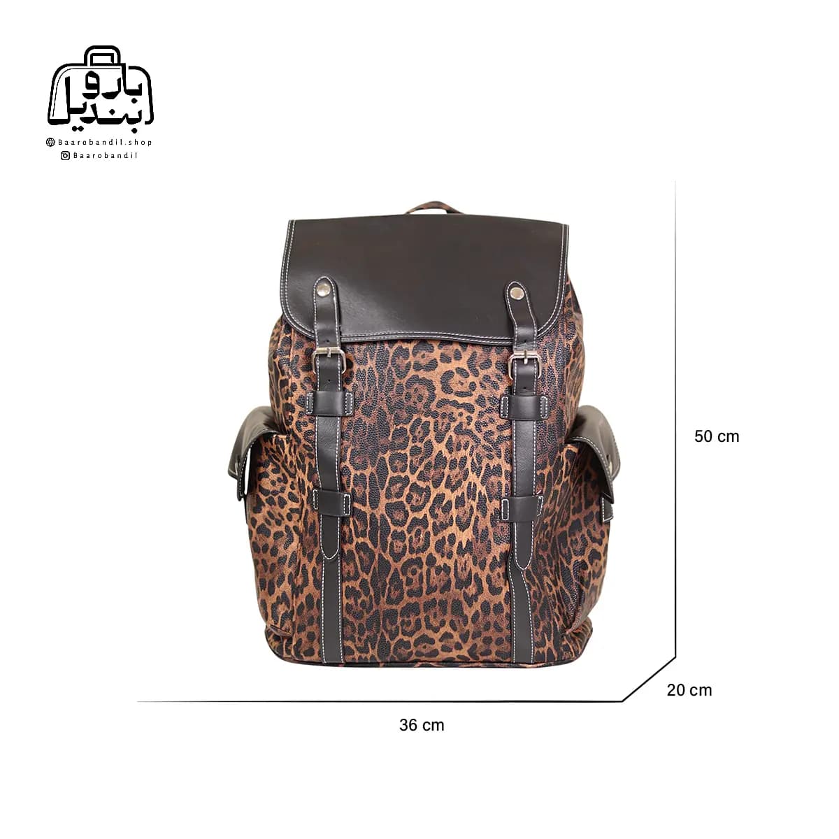 کوله‌پشتی چرخ‌دار کوچ Coach طرح پلنگی کد ۲۰-۹۲۸ — تصویر ۲