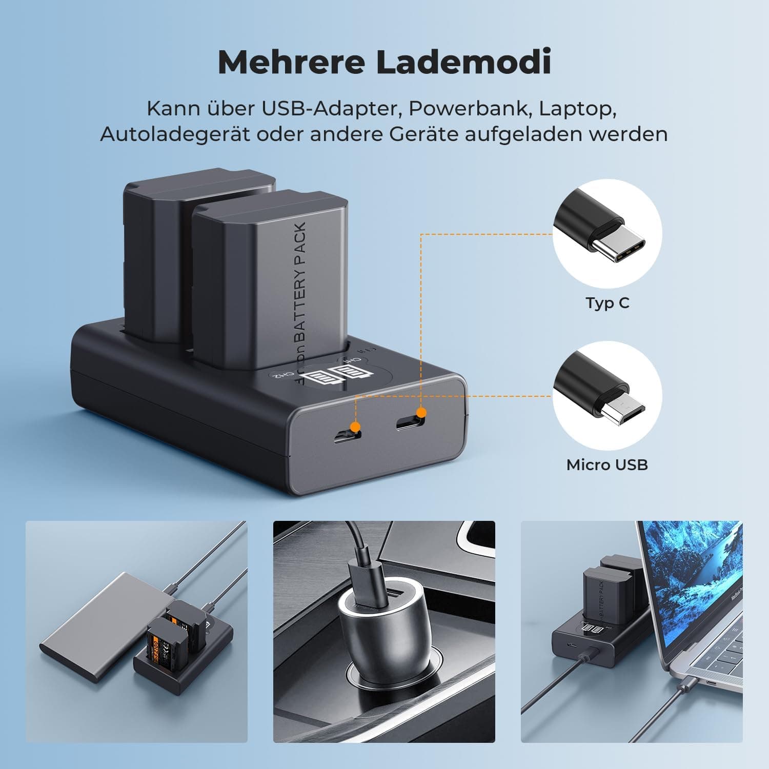 کیت باتری و شارژر K&amp;F CONCEPT NP-FZ100 ظرفیت 2600mAh مخصوص دوربین‌های سونی — تصویر ۴