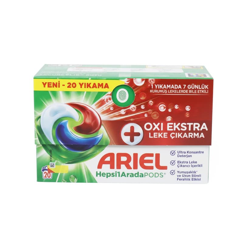 قرص ماشین لباسشویی آریل با رایحه کوهستانی مناسب برای همه البسه ها وزن 490 گرم بسته 20 عددی — تصویر ۲