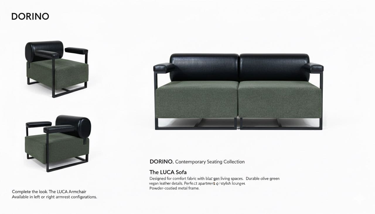 مبل اداری تک نفره مدل Sofa-Turin-1n-H تک دسته — تصویر ۳