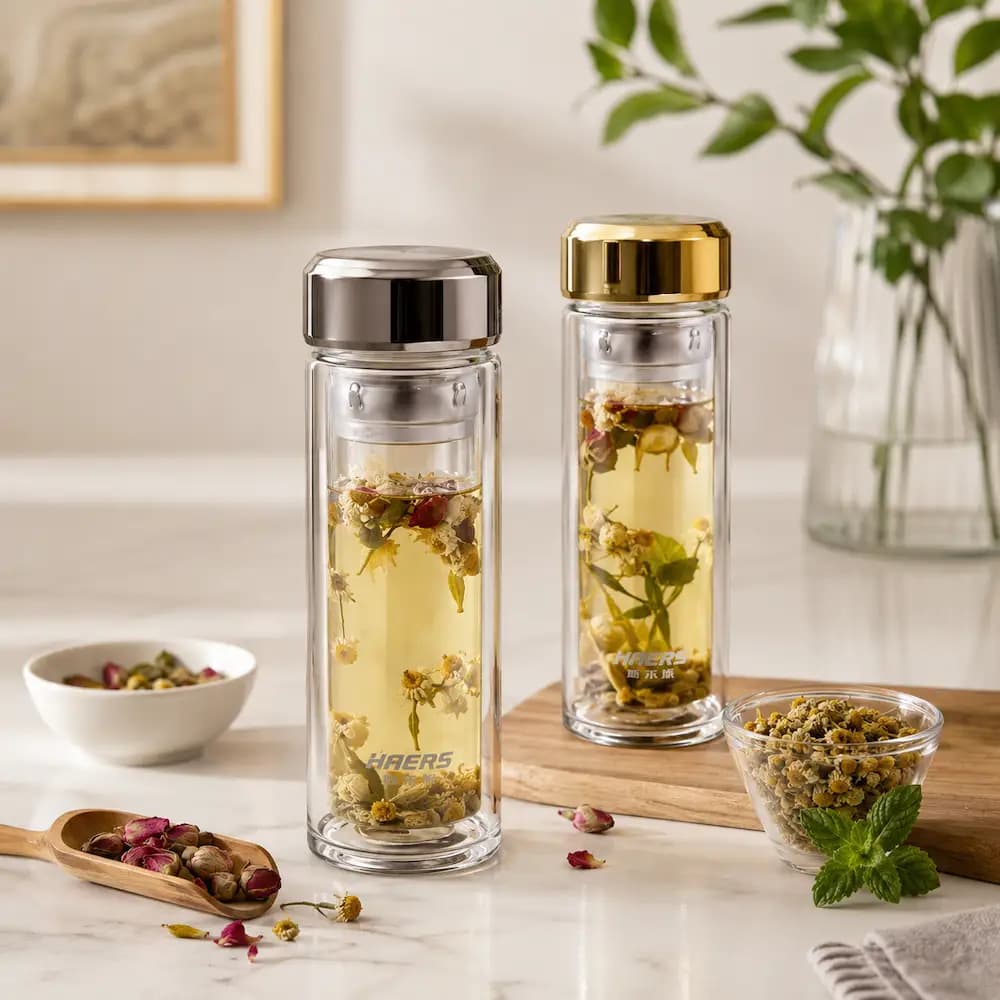بطری دمنوش دوجداره پیرکس مدل LBL-300-58