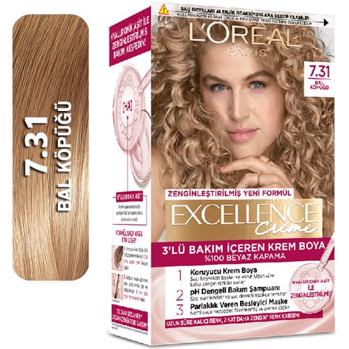 رنگ موی لورال شماره 7.31 – رنگ بلوند عسلی اکسلانس کرم Excellence Creme