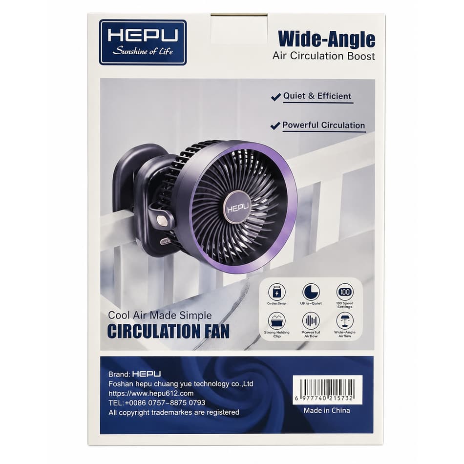 پنکه شارژی گیره دار Hepu مدل HP-F31 — تصویر ۶