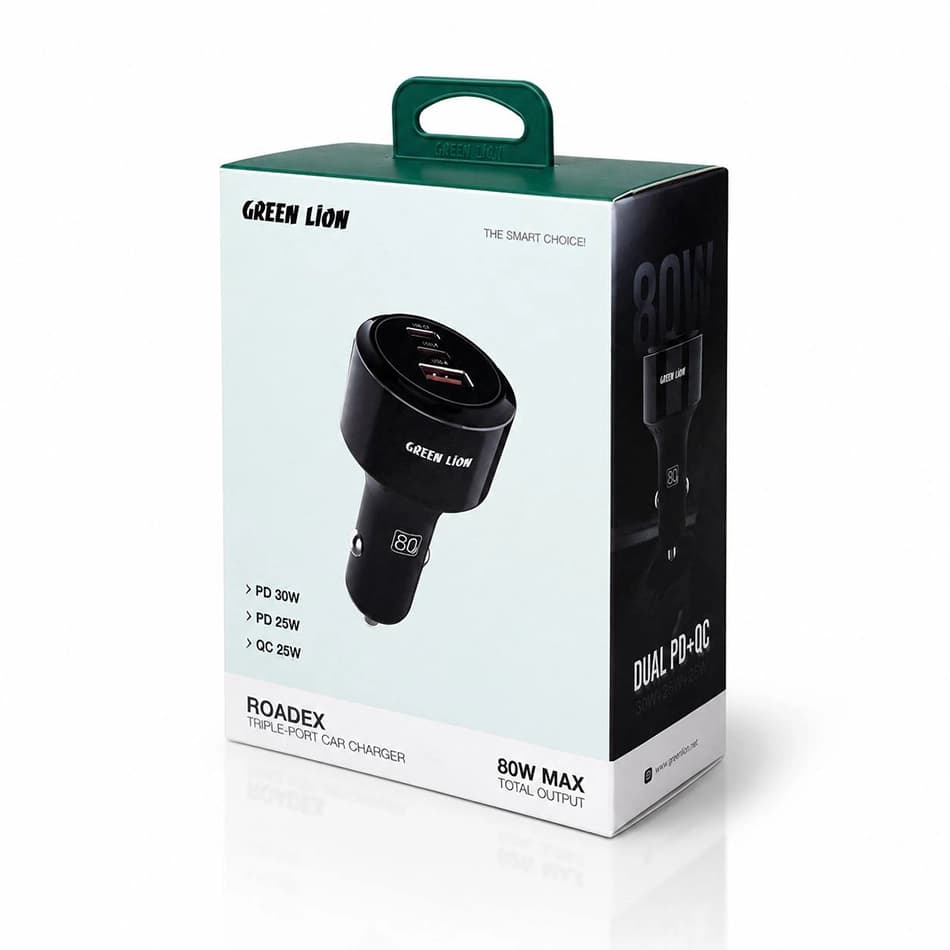 شارژر فندکی سه پورت گرین لاین مدل Roadex 80W — تصویر ۴