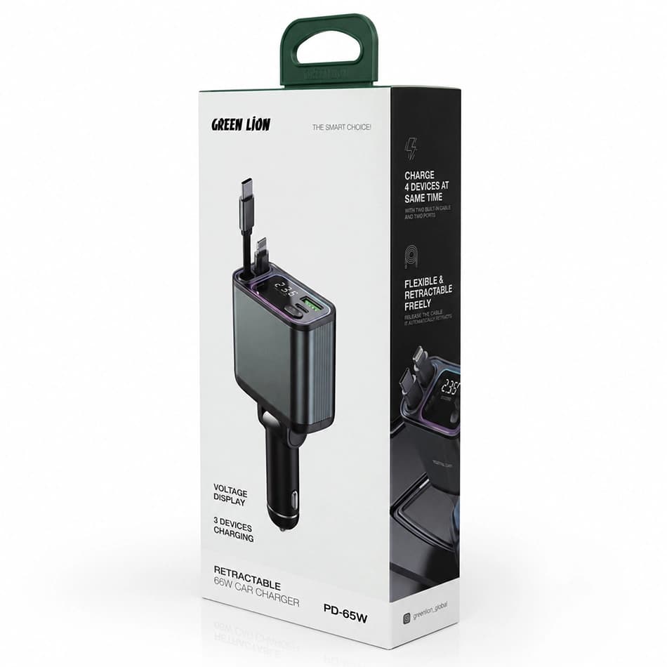 شارژر فندکی گرین لاین مدل Retractable 65W — تصویر ۴