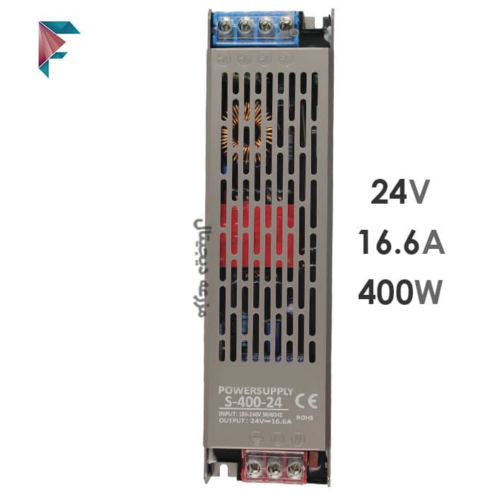 منبع تغذیه اسلیم 24 ولت400W | 16.6A | IP35 | S-400-24