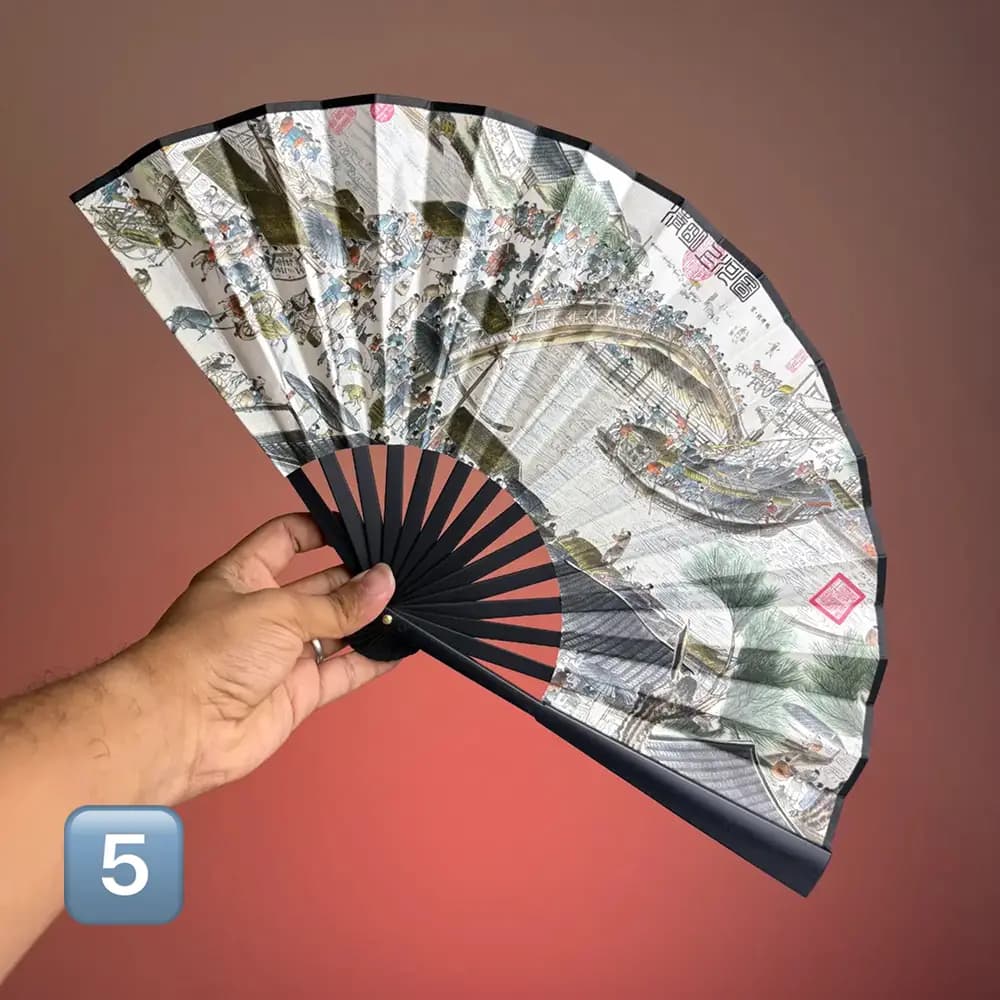 بادبزن بزرگ دسته پلاستیکی برند Chinese Text — تصویر ۶