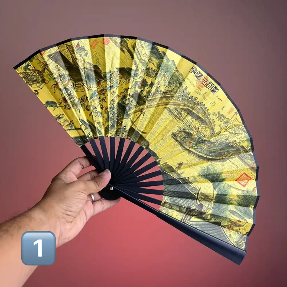 بادبزن بزرگ دسته پلاستیکی برند Chinese Text — تصویر ۲