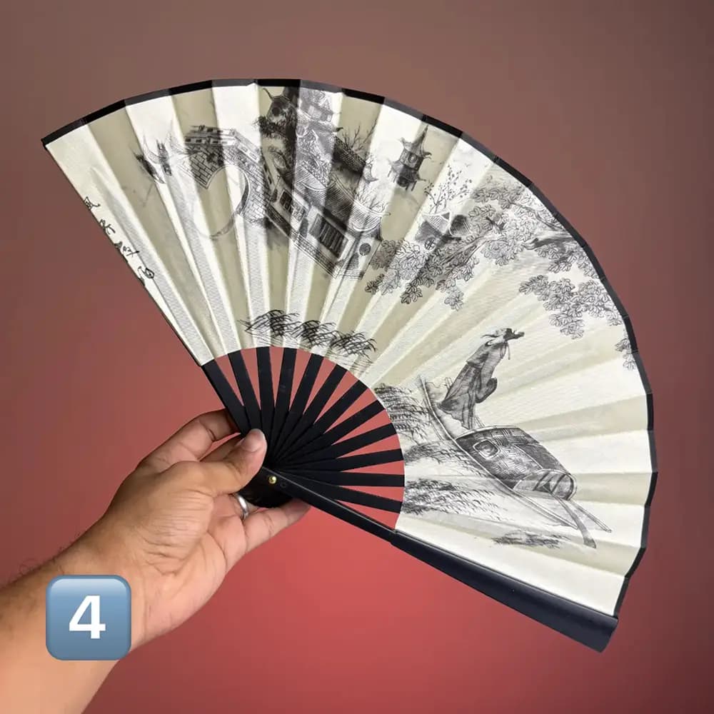 بادبزن بزرگ دسته پلاستیکی برند Chinese Text — تصویر ۵
